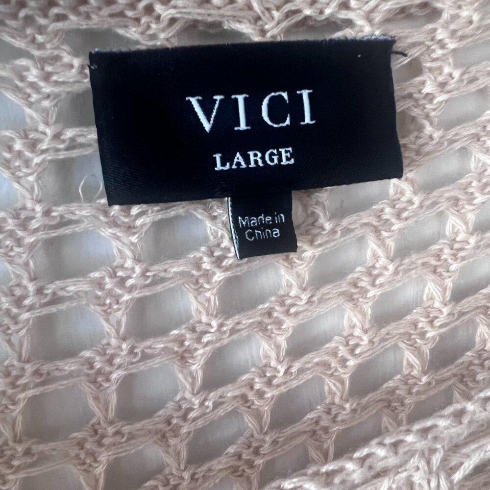 Vici Tan Crochet Cropped Sweater Beach Cover Up - Picture 6 of 7